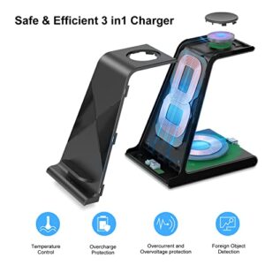 Aukvite Wireless Charger Samsung, 3 in 1 Wireless Charging Station for Galaxy S22 Ultra S22 Z Fold 4 Z Flip 4 S21, Samsung Watch Charger for Galaxy Watch 5 Pro 4 3 Gear S3, Galaxy Buds 2 Pro (Black)