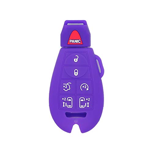 SEGADEN Silicone Cover Protector Case Holder Skin Jacket Compatible with JEEP CHRYSLER DODGE 7 Button Smart Remote Key Fob CV4758 Deep Purple