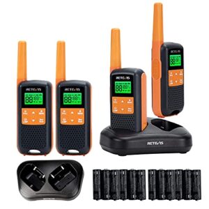 retevis rt49 frs walkie talkies for adults, rechargeable two way radios long range, ip65 waterproof walkie talkies, vox noaa flashlight, portable 2 way radio for cruises, camping 4 pack