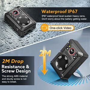 Losfom 4K Dash Cam, Body Camera Built-in 128G & 3500mAh Battery with 11 Hours Recording, Wi-Fi Waterproof Camera with GPS