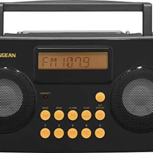 Sangean PR-D17 AM/FM-RDS Portable Radio Specially Designed for The Visually Impaired with Helpful Guided Voice Prompts, Black, 10 Station Presets (5 AM, 5 FM), Stereo/Mono Switch, Alarm Timer