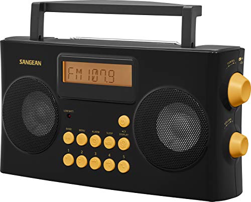 Sangean PR-D17 AM/FM-RDS Portable Radio Specially Designed for The Visually Impaired with Helpful Guided Voice Prompts, Black, 10 Station Presets (5 AM, 5 FM), Stereo/Mono Switch, Alarm Timer