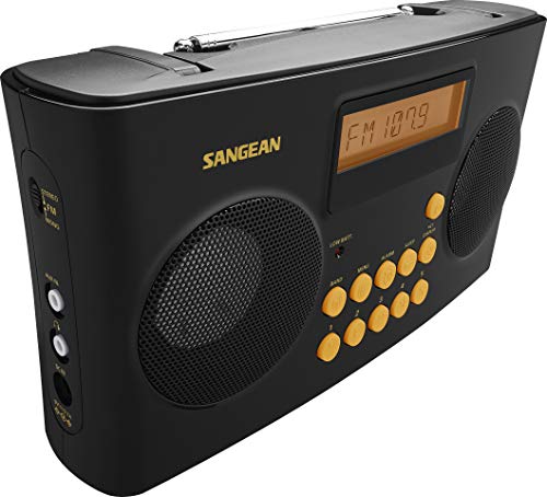 Sangean PR-D17 AM/FM-RDS Portable Radio Specially Designed for The Visually Impaired with Helpful Guided Voice Prompts, Black, 10 Station Presets (5 AM, 5 FM), Stereo/Mono Switch, Alarm Timer