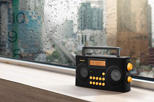 Sangean PR-D17 AM/FM-RDS Portable Radio Specially Designed for The Visually Impaired with Helpful Guided Voice Prompts, Black, 10 Station Presets (5 AM, 5 FM), Stereo/Mono Switch, Alarm Timer