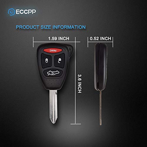 ECCPP 1X Key Fob Keyless Entry Remote Replacement for Chrysler 300 for D odge Charger Dakota Durango Magnum for J eep Grand Cherokee Commander KOBDT04A OHT692713AA 4 Buttons