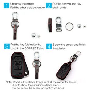 Compatible with fit for 2015-2016 Hyundai Genesis 2013-2015 Santa Fe 2014-2015 Equus 2015 Azera SY5DMFNA04 95440-4Z200 4 Buttons Leather Smart Keyless Entry Remote Control Key Fob Cover Case Protector