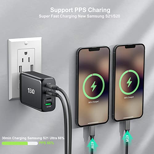 130W USB C Fast Foldable Wall Desktop Charger,100W PD PPS 4-Port GaN II USB C Fast Charging Station with Extent AC Cable Desktop Travel Power Adapter for MacBook, Laptop,iPad,iPhone 14 13,Samsung