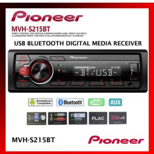 Pioneer Single Din Built-In Bluetooth, MIXTRAX, USB, Auxiliary, Pandora, Spotify, iPhone, Android and Smart Sync App Compatibility Car Digital Media Receiver / Includes Alphasonik Earbuds