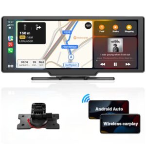 dash mount apple carplay car stereo bluetooth with 9.3 inch touchscreen, wireless portable android auto car radio with fm transmitter voice control aux cable for cars trucks