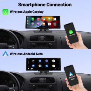 Dash Mount Apple CarPlay Car Stereo Bluetooth with 9.3 Inch Touchscreen, Wireless Portable Android Auto Car Radio with FM Transmitter Voice Control AUX Cable for Cars Trucks