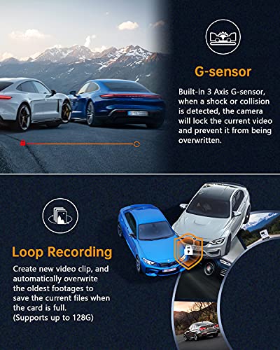 Dash Cam 2K WiFi 1440P Car Camera, Dash Camera for Cars, Front Dashcam for Cars with Super Night Vision, WDR, Loop Recording, G-Sensor, 24 Hours Parking Monitor, APP, Support 128GB Max