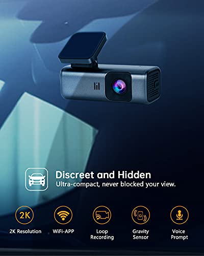 Dash Cam 2K WiFi 1440P Car Camera, Dash Camera for Cars, Front Dashcam for Cars with Super Night Vision, WDR, Loop Recording, G-Sensor, 24 Hours Parking Monitor, APP, Support 128GB Max