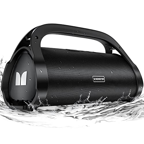 Monster Adventurer Max Bluetooth Speaker, IPX7 Waterproof Outdoor Bluetooth Speakers with Double Subwoofer, 100W Stereo Sound and Rich Bass, Wireless Bluetooth Speakers for Home, Party, Beach