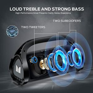 Monster Adventurer Max Bluetooth Speaker, IPX7 Waterproof Outdoor Bluetooth Speakers with Double Subwoofer, 100W Stereo Sound and Rich Bass, Wireless Bluetooth Speakers for Home, Party, Beach