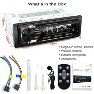 Bluetooth Car Stereo Marine Radio: Single Din LCD Display Audio - Multimedia MP3 Player with FM/AM Radio | Dual USB/SD Card/AUX-in | 2.1A Quick Charge | APP Control | IR Remote