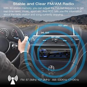 Bluetooth Car Stereo Marine Radio: Single Din LCD Display Audio - Multimedia MP3 Player with FM/AM Radio | Dual USB/SD Card/AUX-in | 2.1A Quick Charge | APP Control | IR Remote