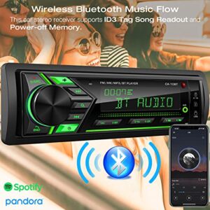 Bluetooth Car Stereo Marine Radio: Single Din LCD Display Audio - Multimedia MP3 Player with FM/AM Radio | Dual USB/SD Card/AUX-in | 2.1A Quick Charge | APP Control | IR Remote