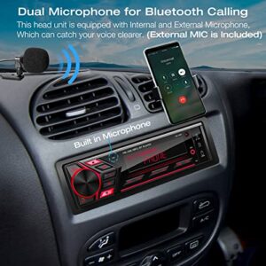 Bluetooth Car Stereo Marine Radio: Single Din LCD Display Audio - Multimedia MP3 Player with FM/AM Radio | Dual USB/SD Card/AUX-in | 2.1A Quick Charge | APP Control | IR Remote