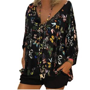 andongnywell women’s print blouse v neck chiffon peplum top v-neck floral print chiffon shirt tunics (multicolor 3,1,small)
