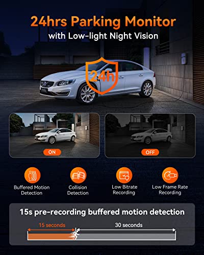 Vantrue E3 2.5K 3 Channel Front and Rear Inside Dash Cam, 3 Way WiFi GPS Dash Camera for Car, 1944P+1080P+1080P, Voice Control, IR Night Vision, 24Hrs Parking Mode, Motion Detection, Support 512GB Max