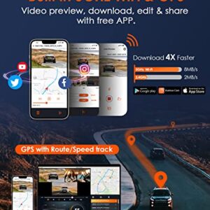 Vantrue E3 2.5K 3 Channel Front and Rear Inside Dash Cam, 3 Way WiFi GPS Dash Camera for Car, 1944P+1080P+1080P, Voice Control, IR Night Vision, 24Hrs Parking Mode, Motion Detection, Support 512GB Max