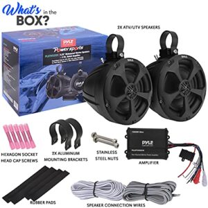 Pyle Waterproof Off-Road Speakers with Amplifier - 5.25 Inch 1000W 2-Channel Outdoor Marine Waketower, Full Range for ATV UTV Quad Jeep Boat - Pyle PLUTV52CH