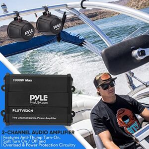 Pyle Waterproof Off-Road Speakers with Amplifier - 5.25 Inch 1000W 2-Channel Outdoor Marine Waketower, Full Range for ATV UTV Quad Jeep Boat - Pyle PLUTV52CH