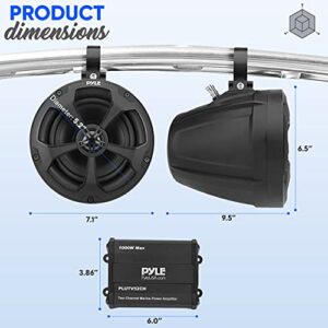 Pyle Waterproof Off-Road Speakers with Amplifier - 5.25 Inch 1000W 2-Channel Outdoor Marine Waketower, Full Range for ATV UTV Quad Jeep Boat - Pyle PLUTV52CH