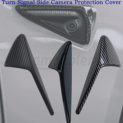 amavoler Turn Signal Side Camera Protection Cover Fit for Tesla Model 3 Model Y, Perfect Decoration Accessories for Your Side Camera. (Matt Carbon Fiber Pattern)