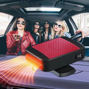 Car Heater Fan, 12V 200W Fast Heating Defrost Defogger 360 °Rotatable 2 in 1 Fast Heating & Cooling Function Defrosting Electric Heater Fan with Cigarette Lighter Plug