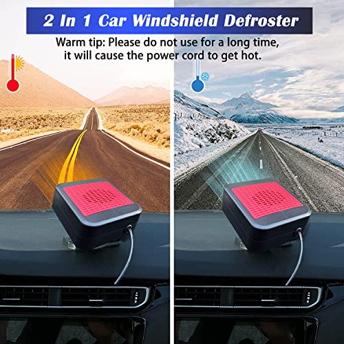 Car Heater Fan, 12V 200W Fast Heating Defrost Defogger 360 °Rotatable 2 in 1 Fast Heating & Cooling Function Defrosting Electric Heater Fan with Cigarette Lighter Plug
