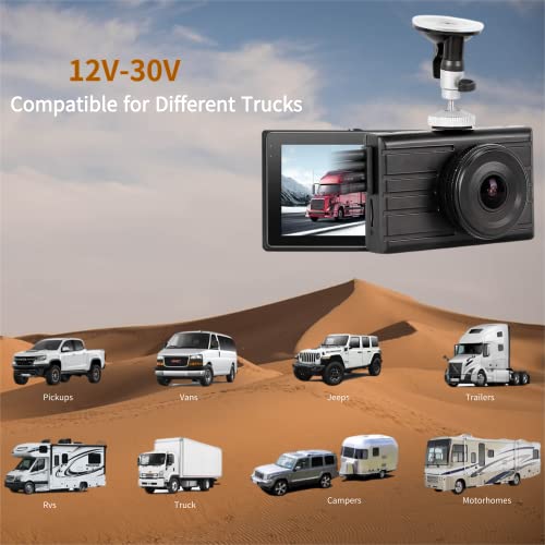 VSYSTO Upgrade 3CH Truck Dash Camera System DVR Recorder Waterproof Vehicle Backup Camera 1080P Front&Sides&Rear View Security Camera for Semi Truck Trailer Van RVs 3.0'' Monitor Infrared Night Vision