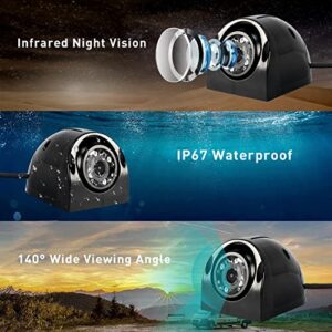 VSYSTO Upgrade 3CH Truck Dash Camera System DVR Recorder Waterproof Vehicle Backup Camera 1080P Front&Sides&Rear View Security Camera for Semi Truck Trailer Van RVs 3.0'' Monitor Infrared Night Vision