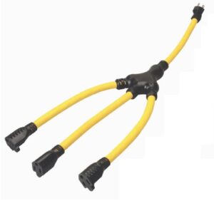 coleman cable 09019 w-splitter, extending outlet adapter, splits 1 to 3 outlets, 2-foot
