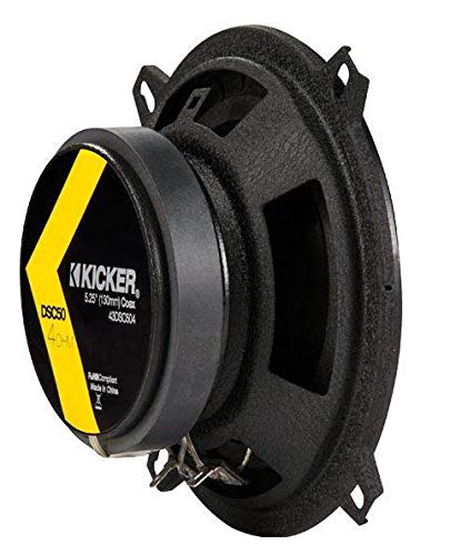 Kicker D-Series 5.25 Inch 200W Max Power Steel 2 Way 4-Ohm Coaxial Automobile Vehicle Audio Speakers for Car Doors, Black, 4 Pack