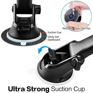 1Zero Magnetic Phone Car Mount with Quick Extension Telescopic Arm, Hands-Free Windshield Dashboard Cell Phone Holder for Car Compatible with iPhone Smartphone, Sticky Suction Cup, 6 Strong Magnets