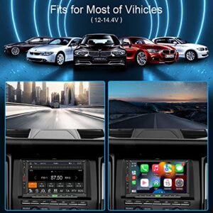 Wireless iOS Carplay&Android Auto, Double Din Car Stereo with Voice Control,7 Inch HD Touchscreen,Mirror Link,Bluetooth 5.1, AM/FM Car Radio Receiver,Backup Camera/Subwoofer/2USB/SWC/AUX/Fast Charging