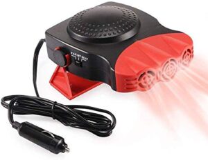 car heater, portable 12v 150w car fan 2 in 1 fast heating & cooling with air purification function plug-in cigarette lighter car defroster(red)
