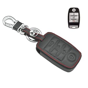 mechcos compatible with fit for 4buttons kia k3 k5 cerato forte sorento rio rio5 optima leather smart keyless entry remote control key fob cover pouch bag jacket case protector shell