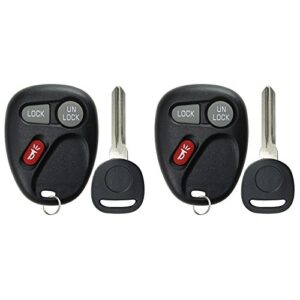 keylessoption keyless entry remote car key fob and key replacement for 15042968 (pack of 2)