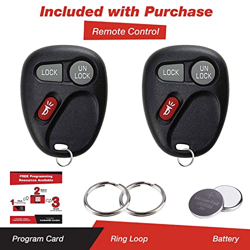 KeylessOption Keyless Entry Remote Car Key Fob and Key Replacement for 15042968 (Pack of 2)