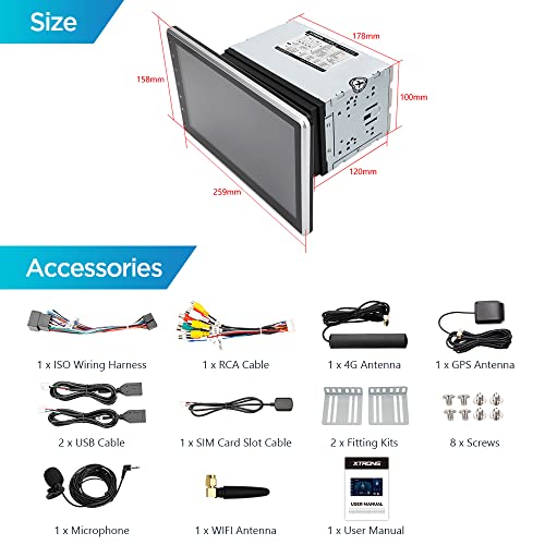 XTRONS Universal Double Din Car Stereo, Android 12 Octa Core 8GB+128GB Car Radio, 10.1 Inch Rotatable QLED IPS Touch Screen GPS Navigation for Car Bluetooth Head Unit DSP Car Play Android Auto 4G LTE