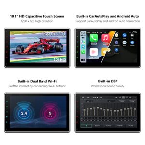 XTRONS Universal Double Din Car Stereo, Android 12 Octa Core 8GB+128GB Car Radio, 10.1 Inch Rotatable QLED IPS Touch Screen GPS Navigation for Car Bluetooth Head Unit DSP Car Play Android Auto 4G LTE