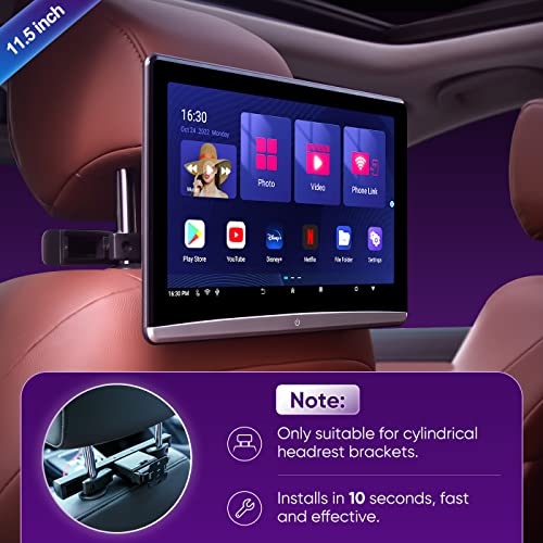 11.5 Inch(2G ram 32G ROM) 5G OTA 4K Android 10.0 Portable Multifunction Car TV Headrest Monitor Tablet Touch Screen 1080P Headset WiFi/Bluetooth/USB/SD/HDMI in+Out/FM/Mirror Link Video Player ((2PC)