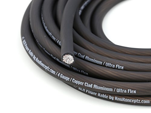 KnuKonceptz KCA Kable 4 Gauge Battery Power Ground Wire Black 20 Ft