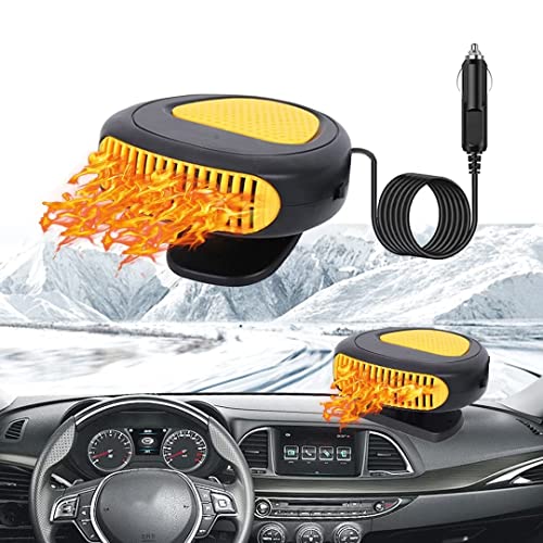 12v Portable Car Heater 150W Fast Heating Windshield Defogger and Defroster 2 in 1 with Cigarette Lighter Plug 360 Degree Rotary Base Fast Heating Fan