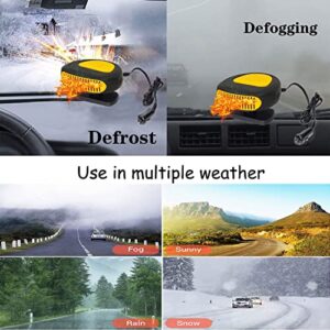 12v Portable Car Heater 150W Fast Heating Windshield Defogger and Defroster 2 in 1 with Cigarette Lighter Plug 360 Degree Rotary Base Fast Heating Fan