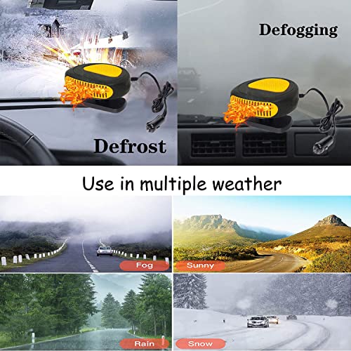 12v Portable Car Heater 150W Fast Heating Windshield Defogger and Defroster 2 in 1 with Cigarette Lighter Plug 360 Degree Rotary Base Fast Heating Fan