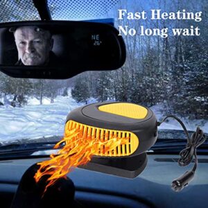 12v Portable Car Heater 150W Fast Heating Windshield Defogger and Defroster 2 in 1 with Cigarette Lighter Plug 360 Degree Rotary Base Fast Heating Fan