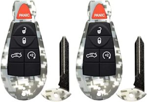 2x remote start & truck x camouflage new keyless entry 5 buttons remote start car key fob m3n5wy783x, iyz-c01c for compatible with 300 challenger charger durango grand cherokee